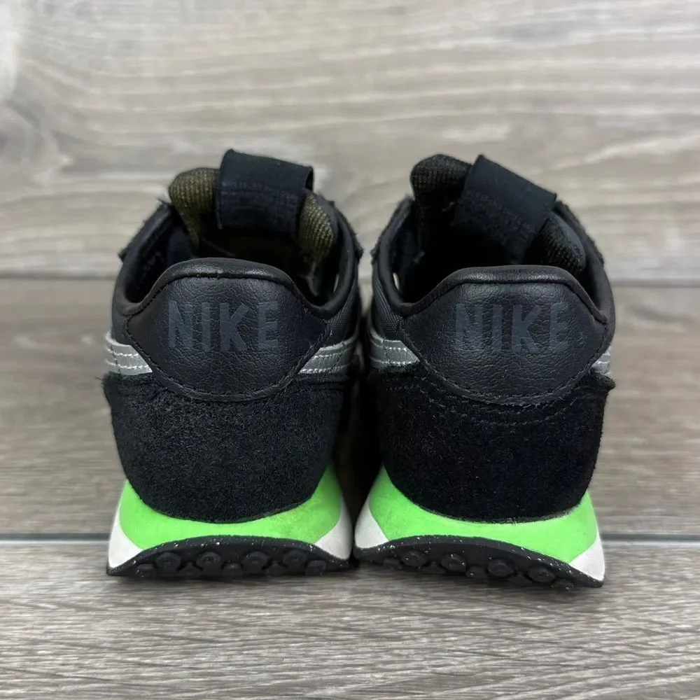 Nike Waffle Trainer 2 Toddler Boy Sz 8 Black Silver Green Low Lace Up Sneakers